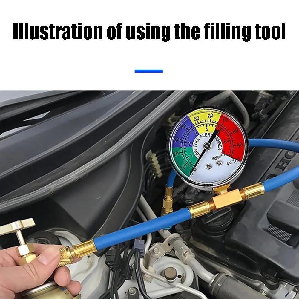 Self-Sealing R134A Refrigeration Recharge Hose Kit AC Charge Hose w/Gauge US Self-Sealing R134A Refrigeration Recharge Hose Kit AC Charge Hose w/Gauge US