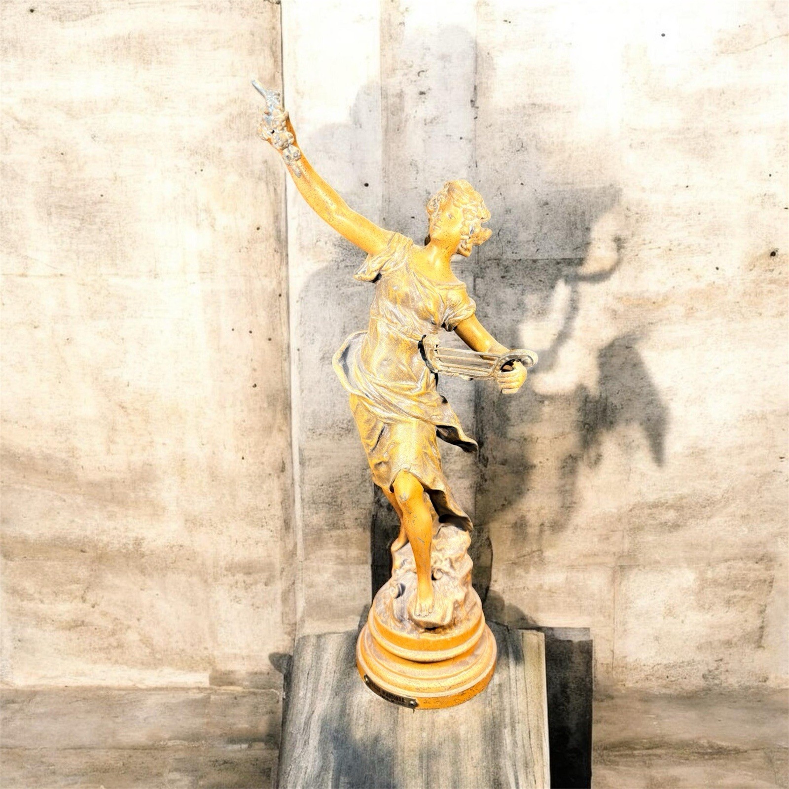 Spelter sculpture titled 'La Gloire' after Auguste Moreau