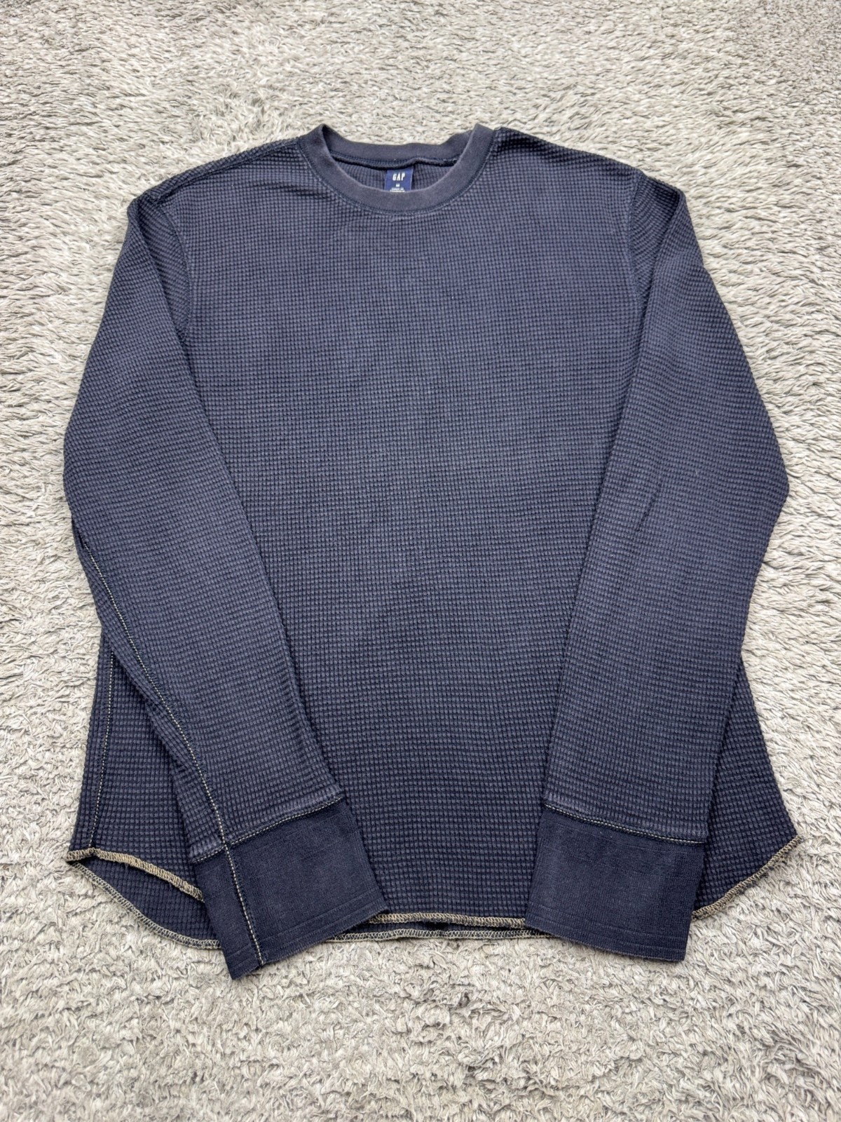 Vtg Gap Sweatshirt Men Medium Black Thermal Waffle Knit Base Layer Crewneck 90s Vtg Gap Sweatshirt Men Medium Black Thermal Waffle Knit Base Layer Crewneck 90s