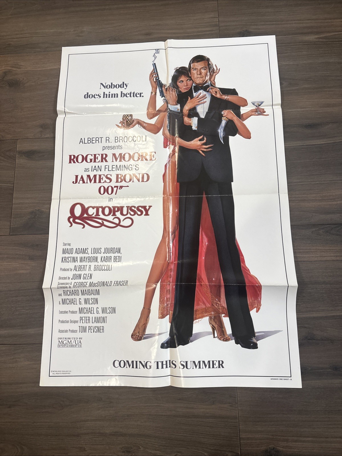Octopussy 1983 ORIG 27X41 ADV-B NM FOLDED MOVIE POSTER ROGER MOORE MAUD ADAMS