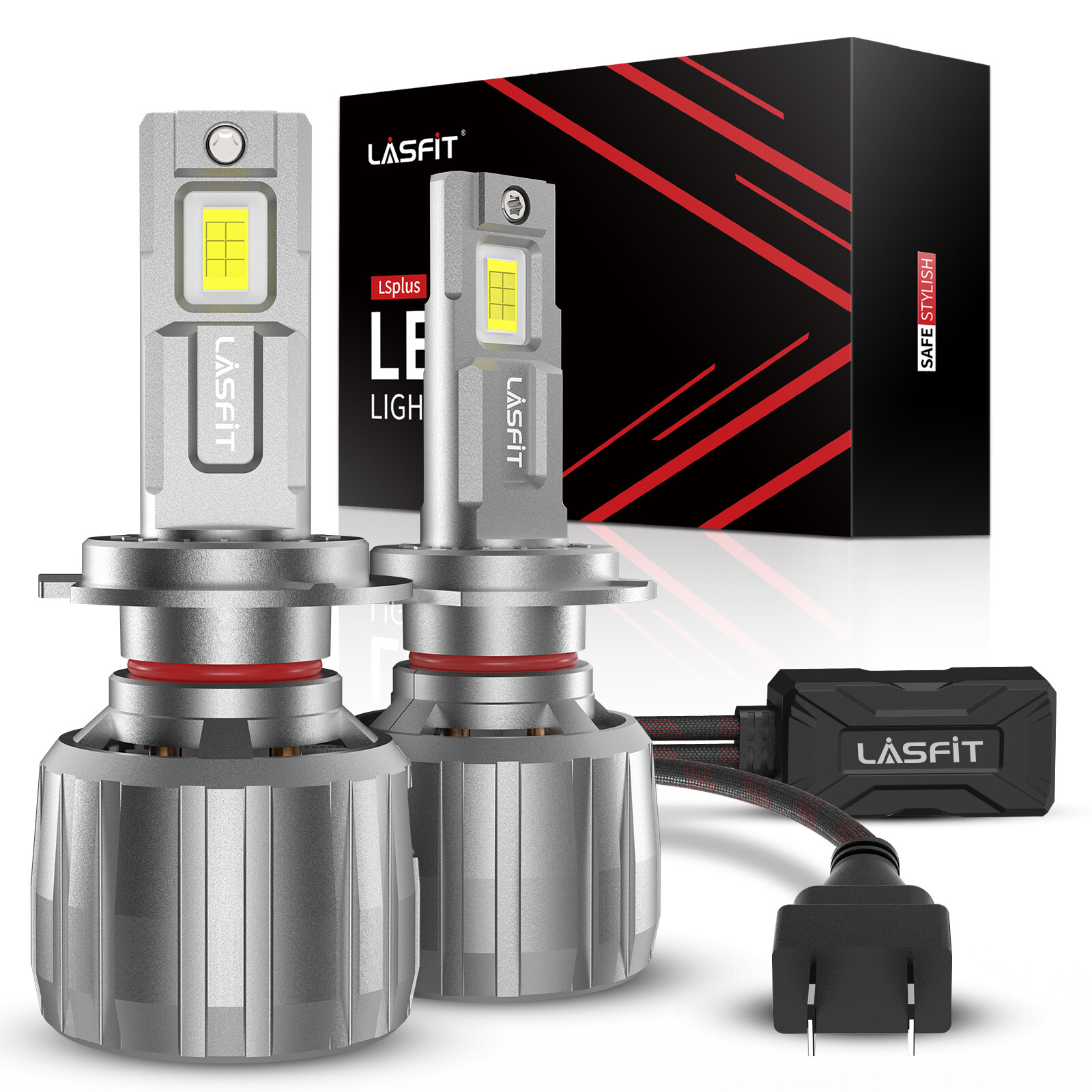 2x Lasfit H7 LED Headlight Bulbs High Beam 6000K Extremely Bright White 13000LM