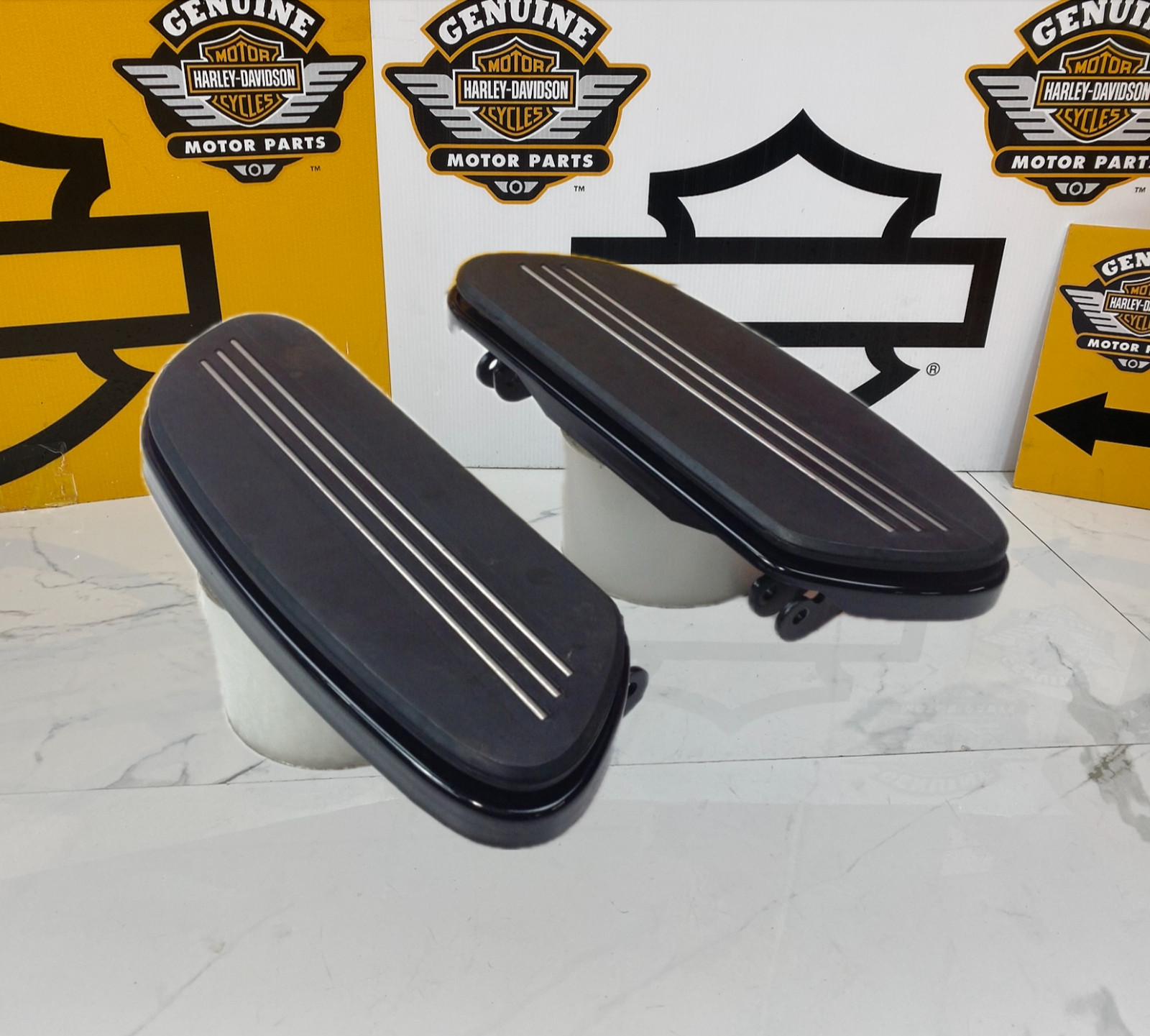 OEM 86-25 Harley Black Streamliner Touring  Softail Driver FloorBoards Footboard
