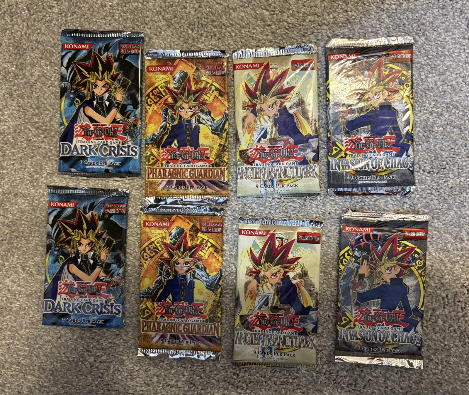 Lot Of 8 Vintage Yu-Gi-Oh Booster Packs Invasion of Chaos, etc NEW SEALED Lot Of 8 Vintage Yu-Gi-Oh Booster Packs Invasion of Chaos, etc NEW SEALED