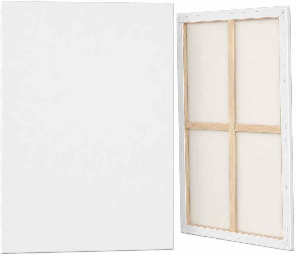 Large Canvas for Painting, 2 Pack 30x40 White Pre Stretched Canvases Fivefold