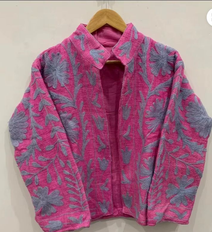 Women’s Pink Floral Embroidered Suzani TNT Jacket Bohemian Ethnic Coat For Love Women’s Pink Floral Embroidered Suzani TNT Jacket Bohemian Ethnic Coat For Love