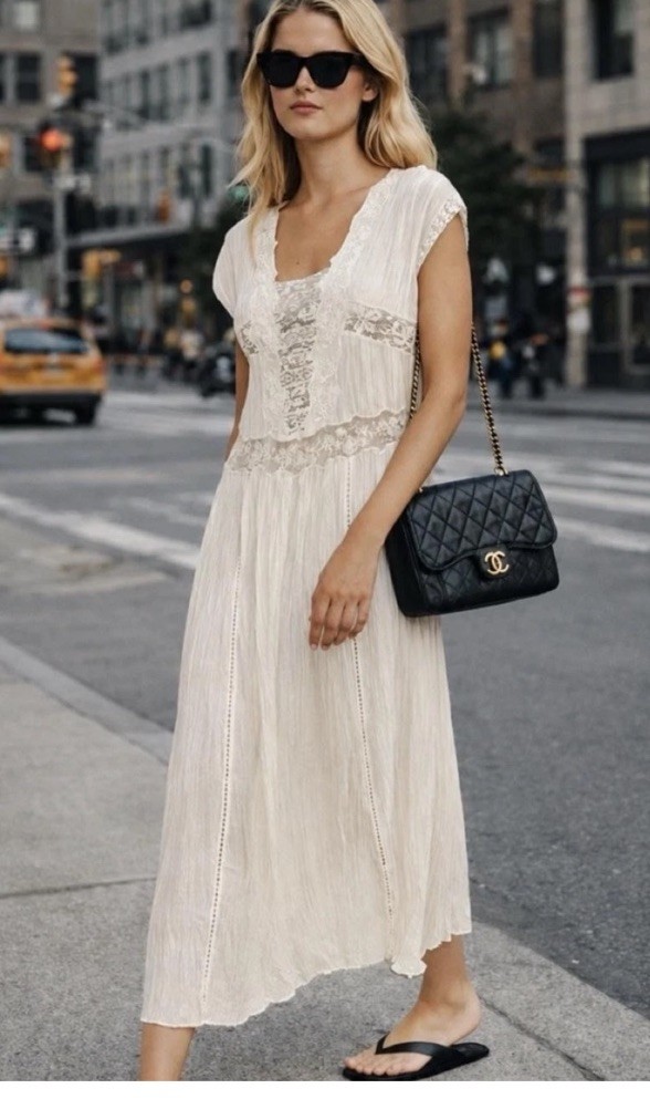 ZARA SS26 NEW WOMAN MIDI PLEATED LACE DRESS ZW COLL ECRU S,M 7521/056 NWT ZARA SS26 NEW WOMAN MIDI PLEATED LACE DRESS ZW COLL ECRU S,M 7521/056 NWT