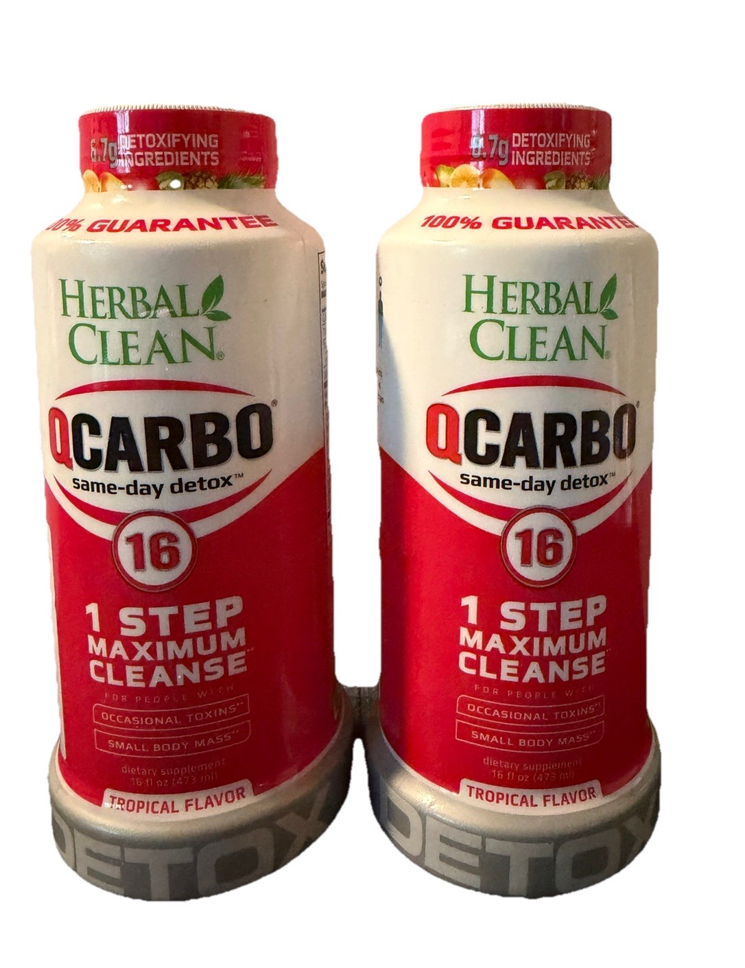 Herbal Clean QCarbo16 Same Day Detox 1 Step Max Tropical Flavor 2 Pack 3/18/27