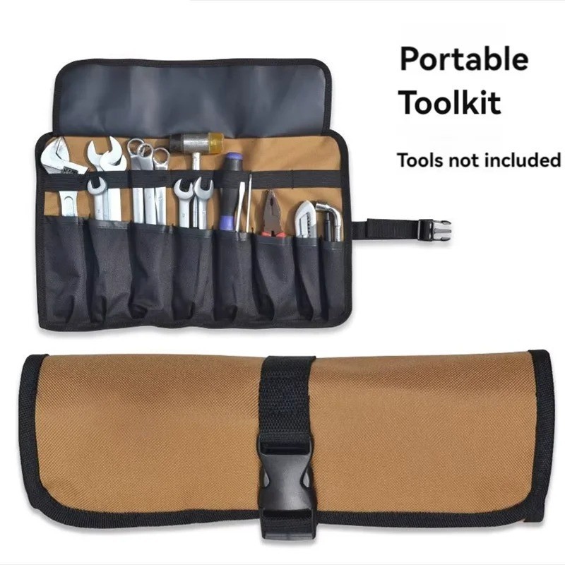 1pc Roll-Up Motorcycle Tool Bag - Pocket Oxford Cloth Organizer with Buckles 1pc Roll-Up Motorcycle Tool Bag - Pocket Oxford Cloth Organizer with Buckles