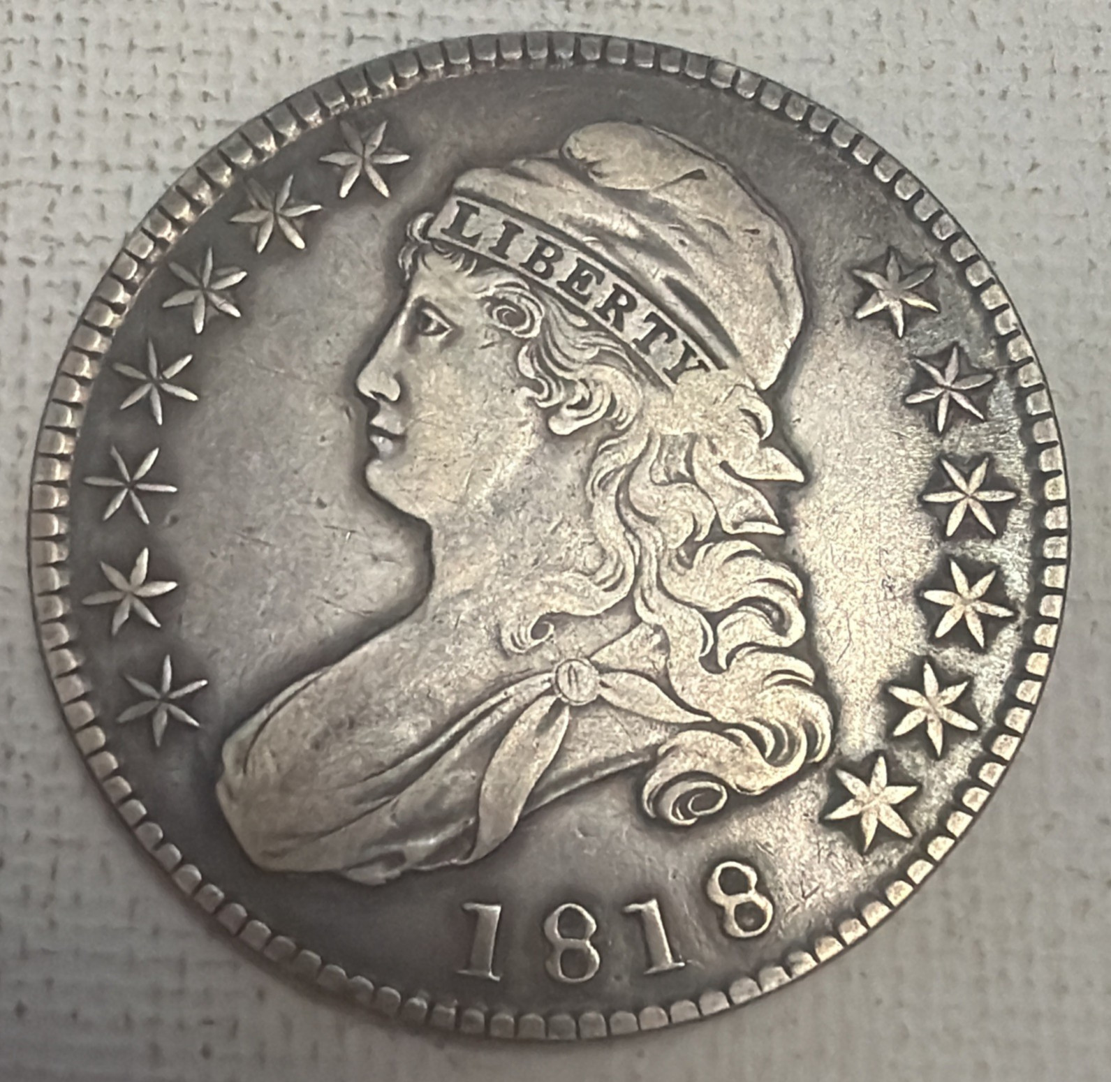 1818 CAPPED BUST HALF DOLLAR - ATTRACTIVE EARLY HALF - CHOICE VF/XF