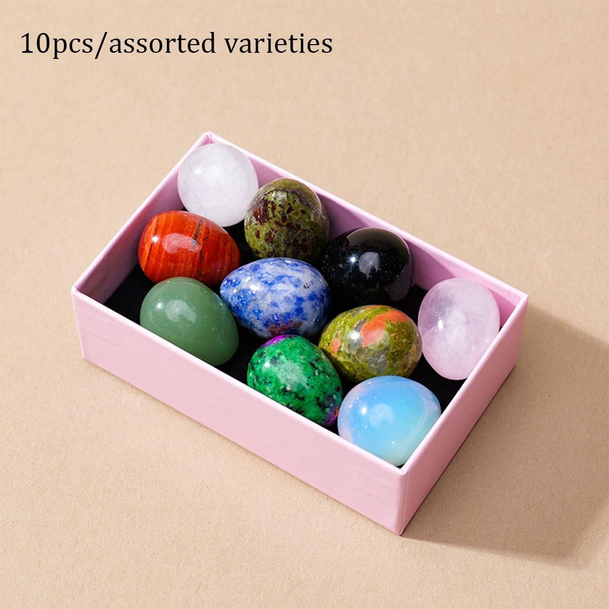 5/7/10pcs /box Natural Crystal Egg Stone Mini Polished Gemstone Jewelry Home Dec
