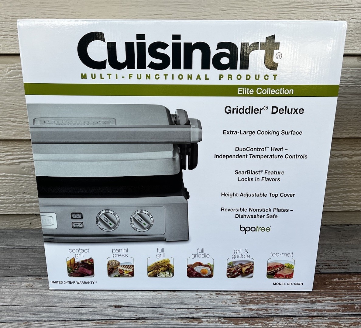 New Cuisinart Griddler Deluxe GR-150P1 Contact Grill/Griddle/Panini Stainless New Cuisinart Griddler Deluxe GR-150P1 Contact Grill/Griddle/Panini Stainless