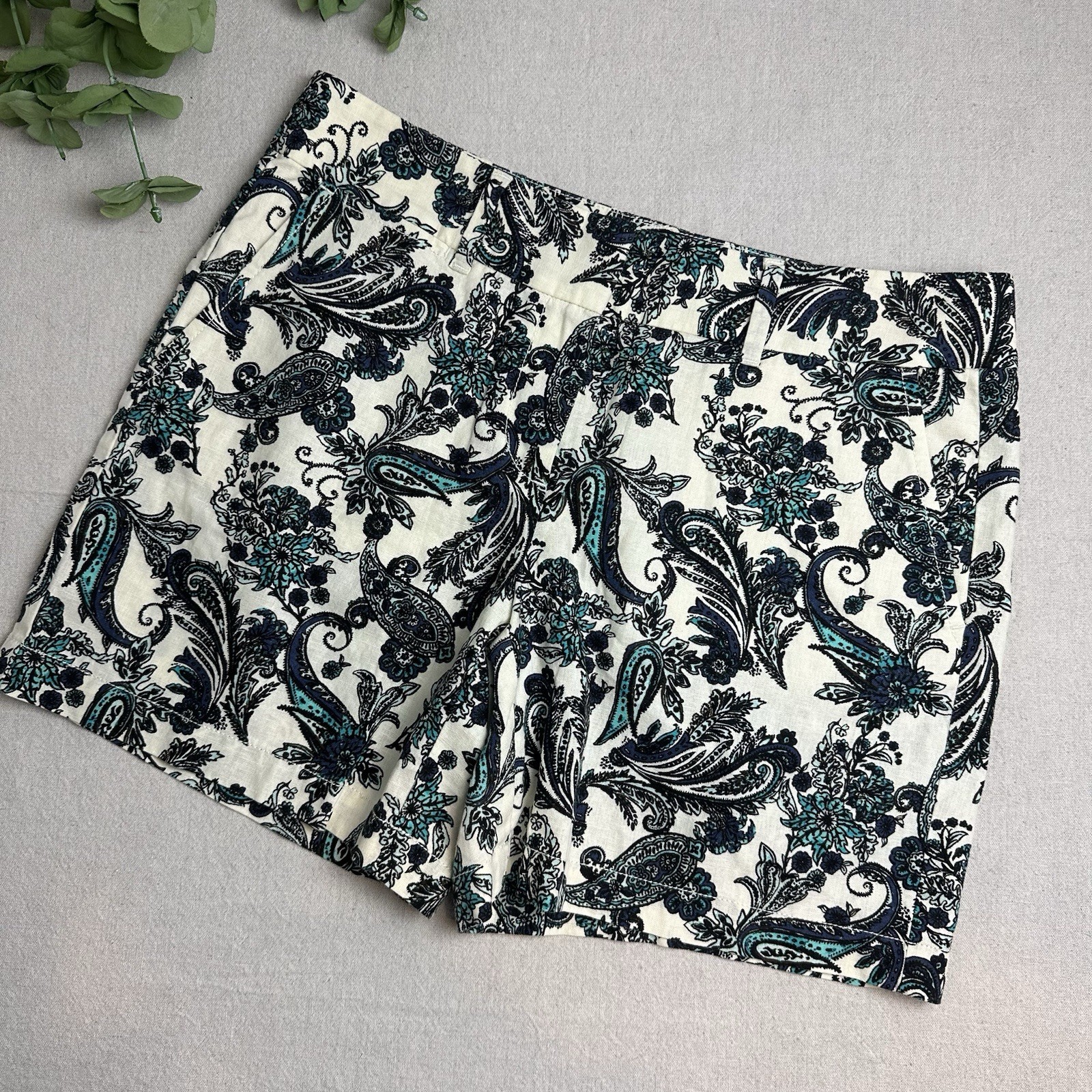 Loft Women\'s Size 4 Linen Blend Shorts Paisley Print 6\ Loft Women\'s Size 4 Linen Blend Shorts Paisley Print 6\