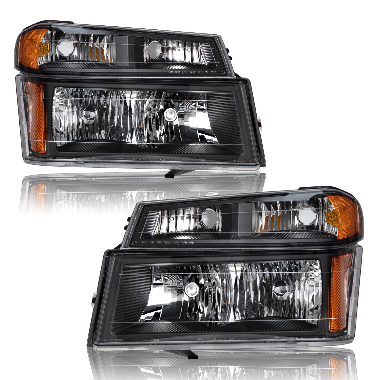 For 2004-2012 Black Chevy Colorado GMC Canyon Headlights Assembly+ Bumper Lamps