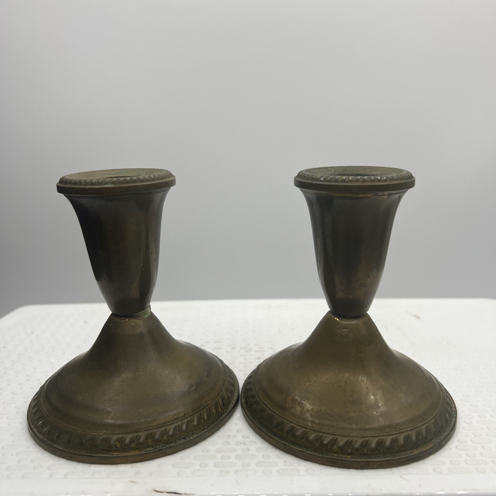 Handspun Jewelers Brass (Duchin) Set Elegant Candlesticks Vintage 4\ Handspun Jewelers Brass (Duchin) Set Elegant Candlesticks Vintage 4\