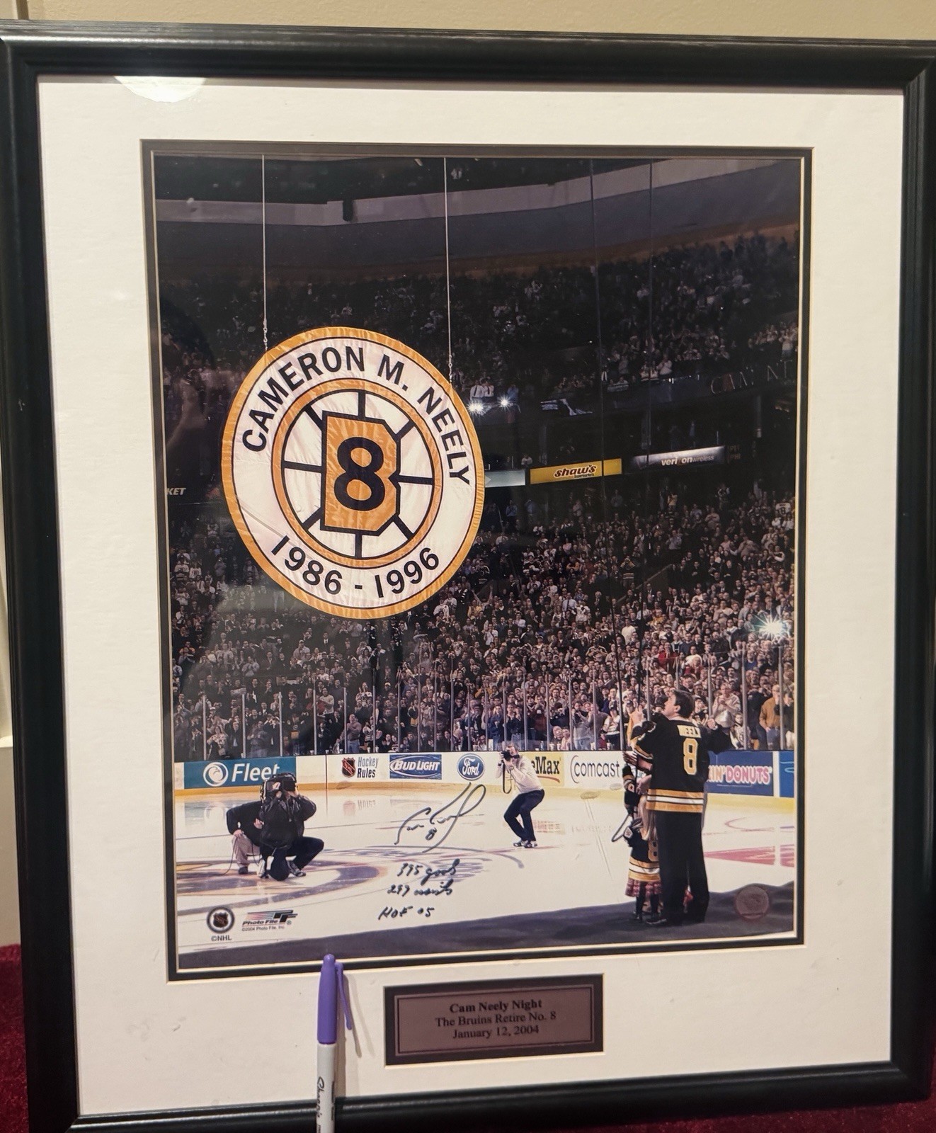 Cam Neely Jersey retirerment Night Bruins HOF Signed Framed Photo auto Cam Neely Jersey retirerment Night Bruins HOF Signed Framed Photo auto