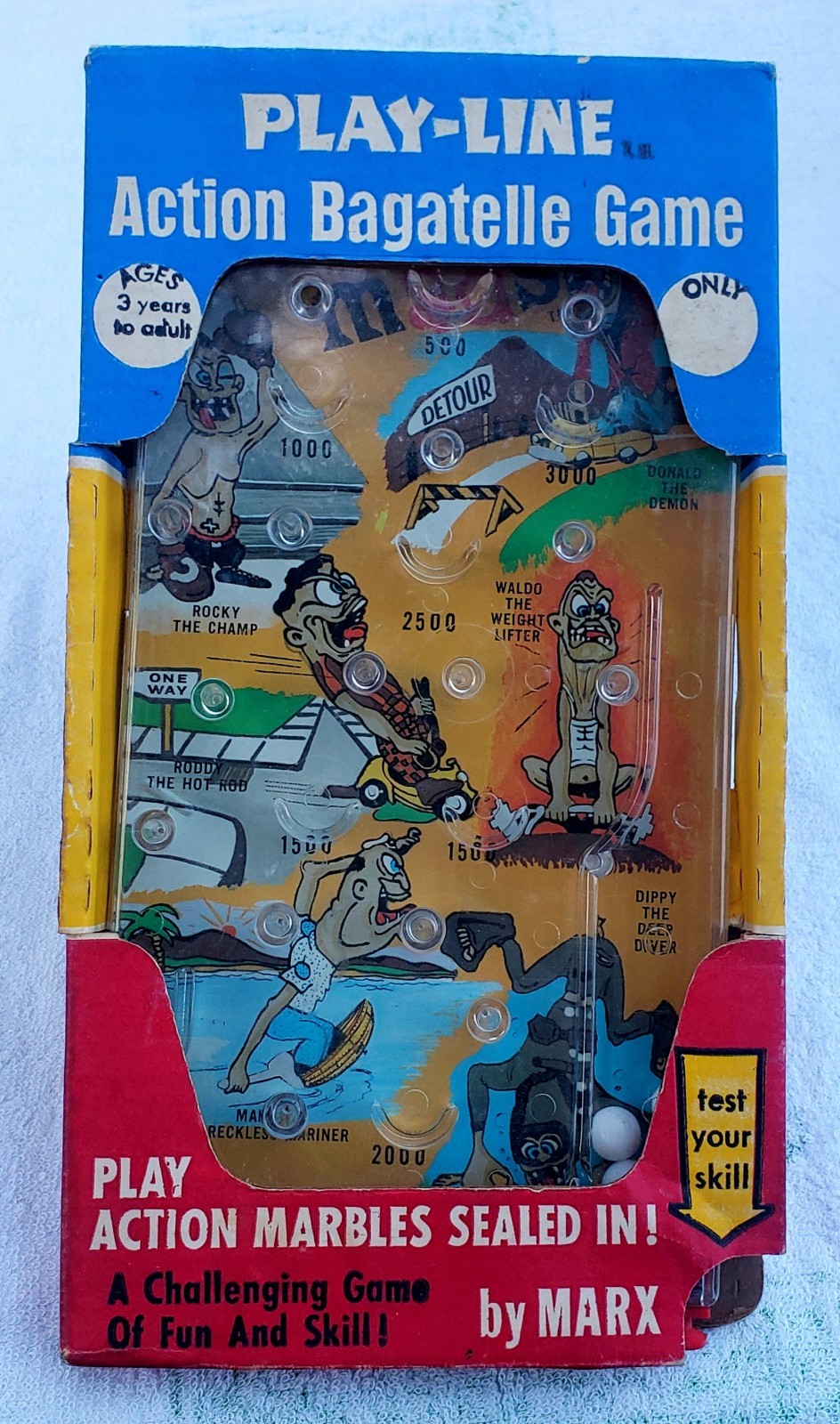 NOS 1964 Vintage Nutty Mads Bagatelle Pinball Game by Louis Marx BEAUTY
