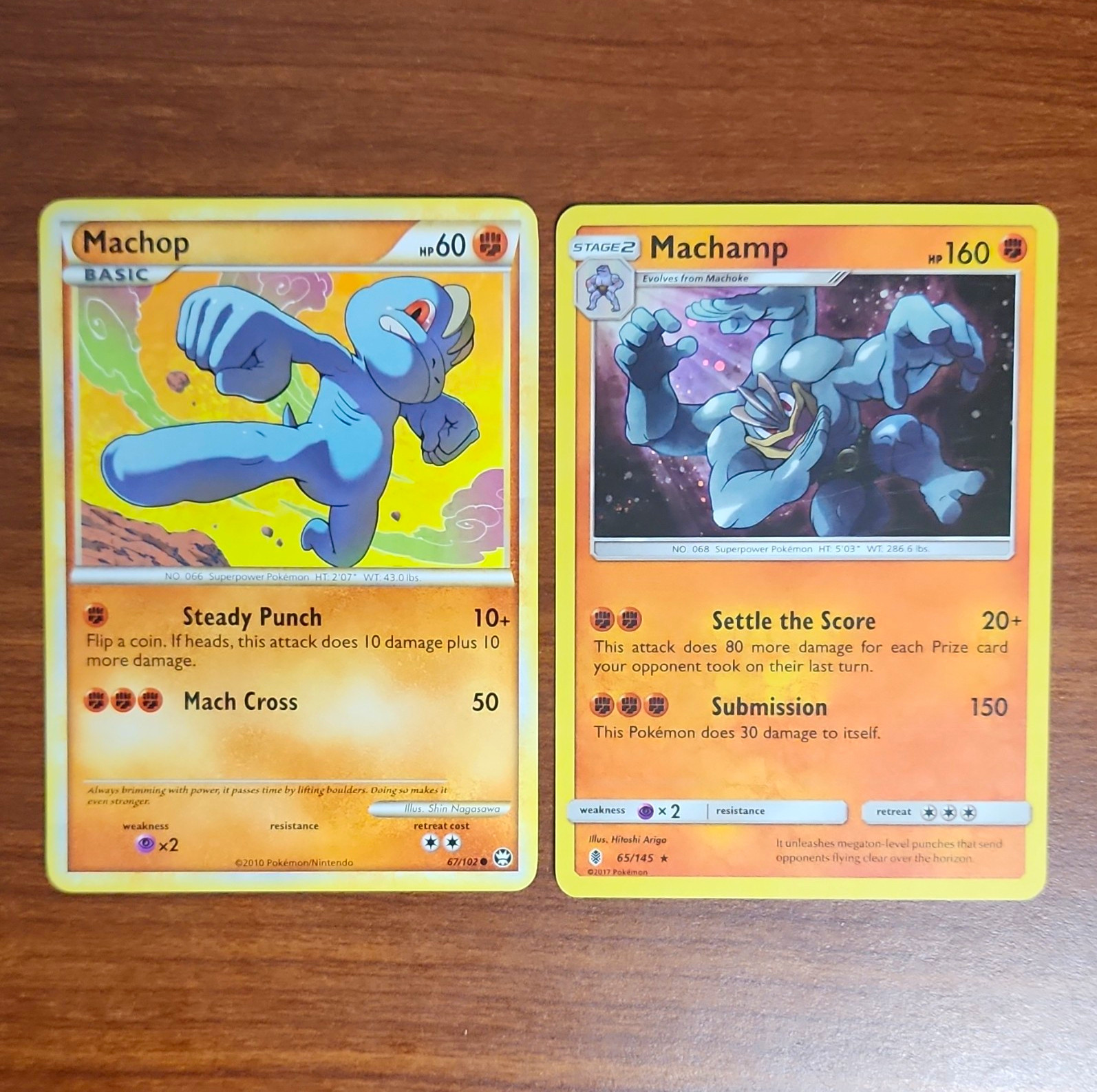 Pokemon TCG Machop 67/102 & Machamp 65/145 Lot 2 EN 2010 Regular