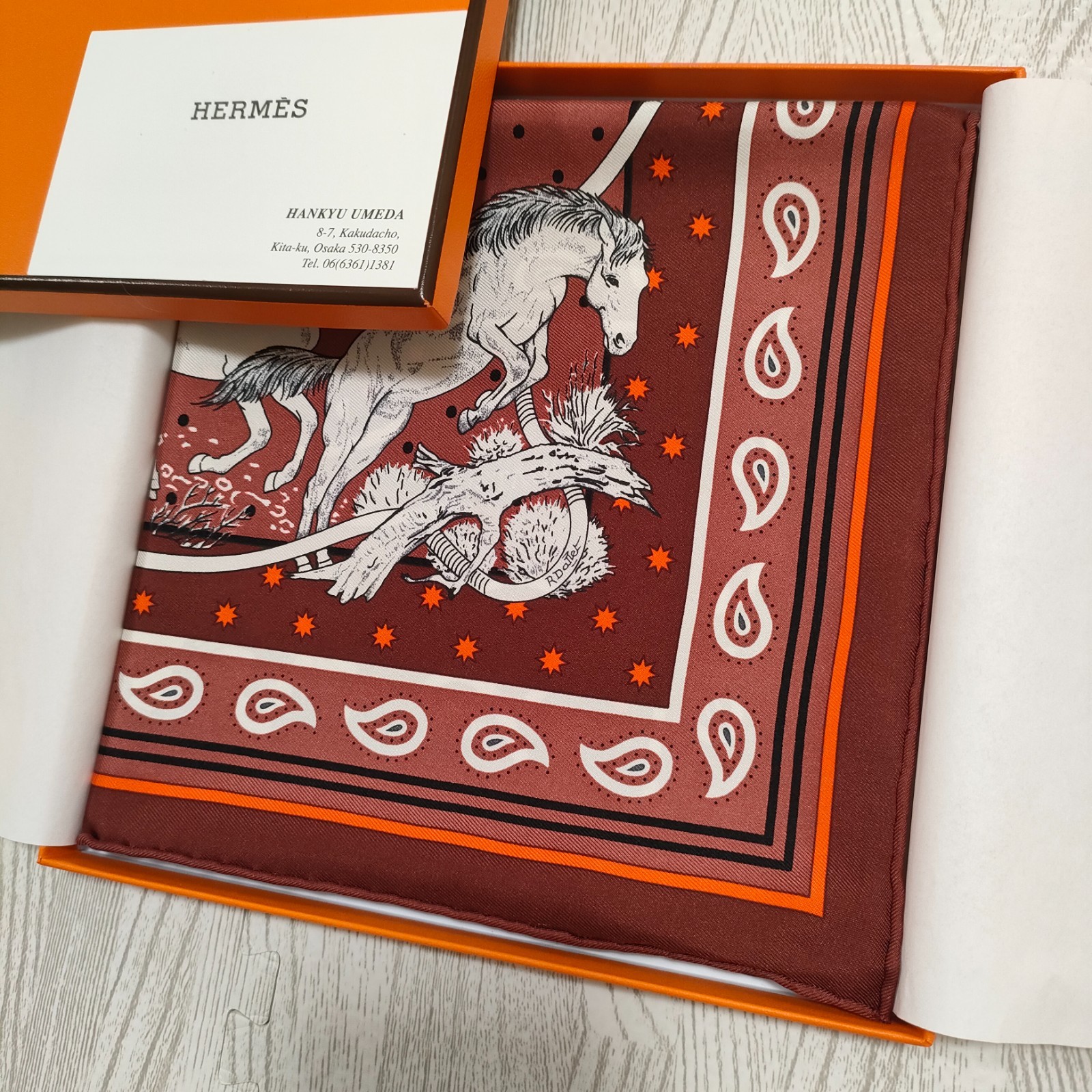 HERMES Carre 55 LES MUSTANGS Horse Silk Scarf Bandana 55cm Robert Dallet w/box