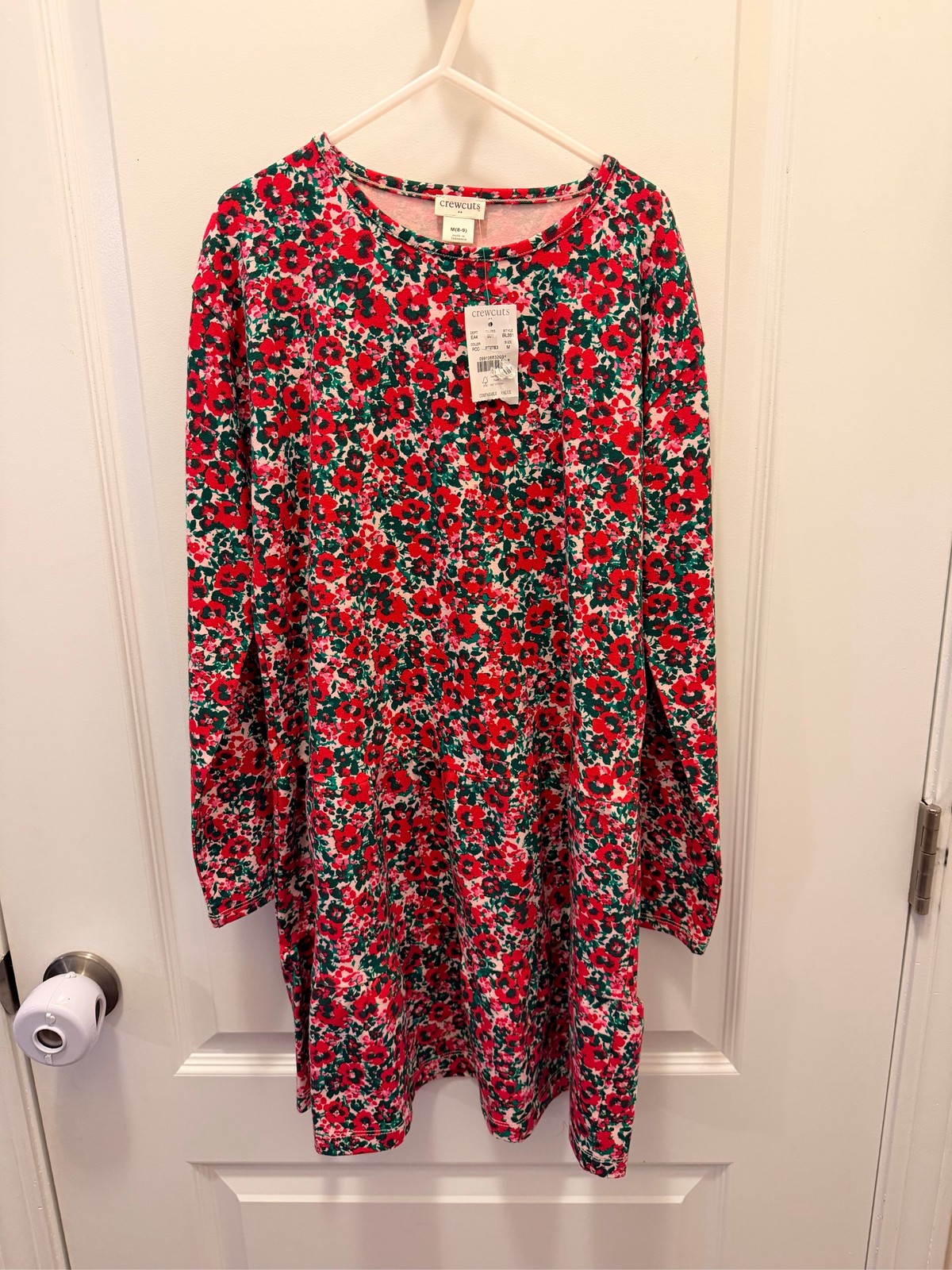 J.Crew Crewcuts Girls Long Sleeve Floral Dress Red Multi Size M 8/9