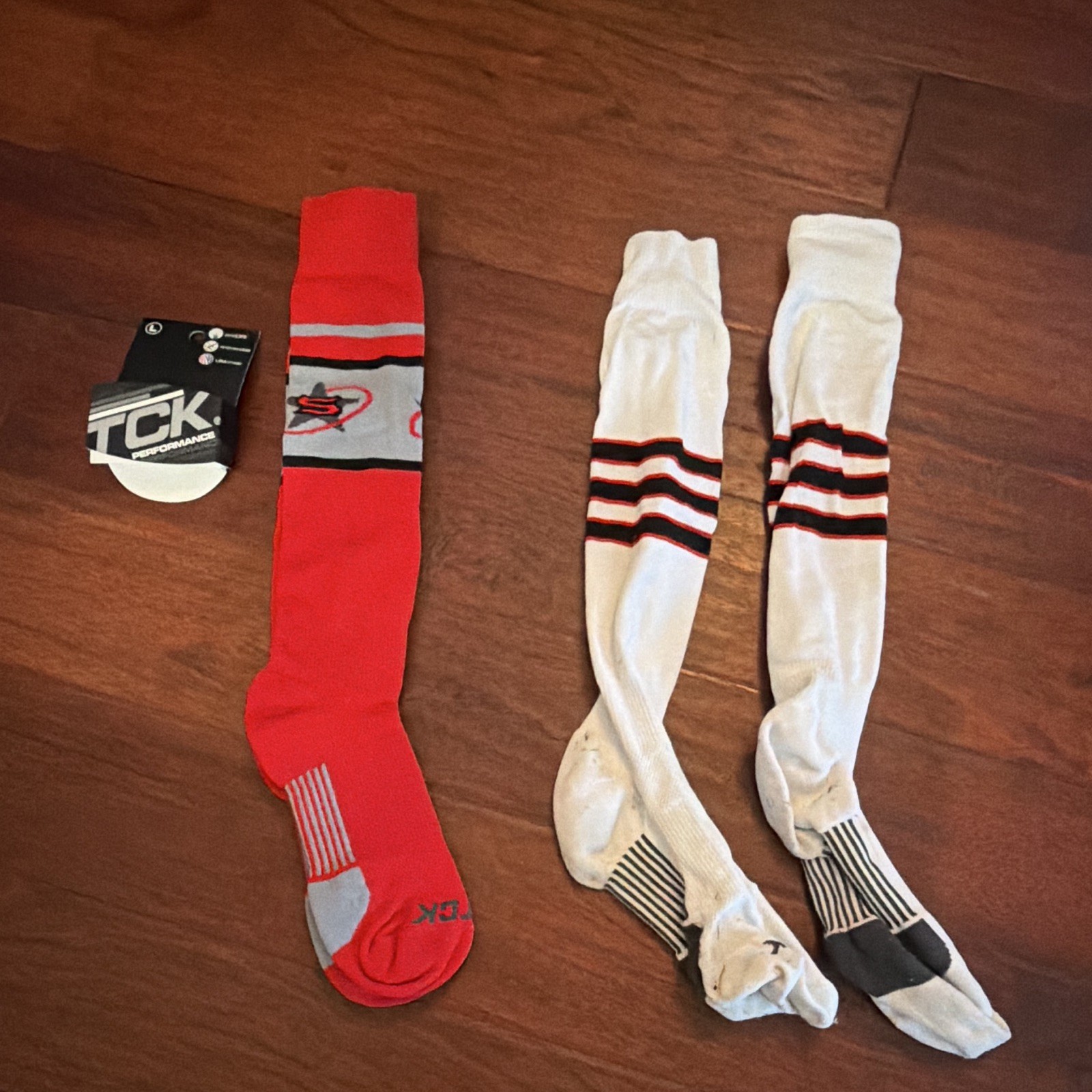 TCK Performance Adult Softball Socks Nylon Red Gray Black Size L - Strykers TCK Performance Adult Softball Socks Nylon Red Gray Black Size L - Strykers