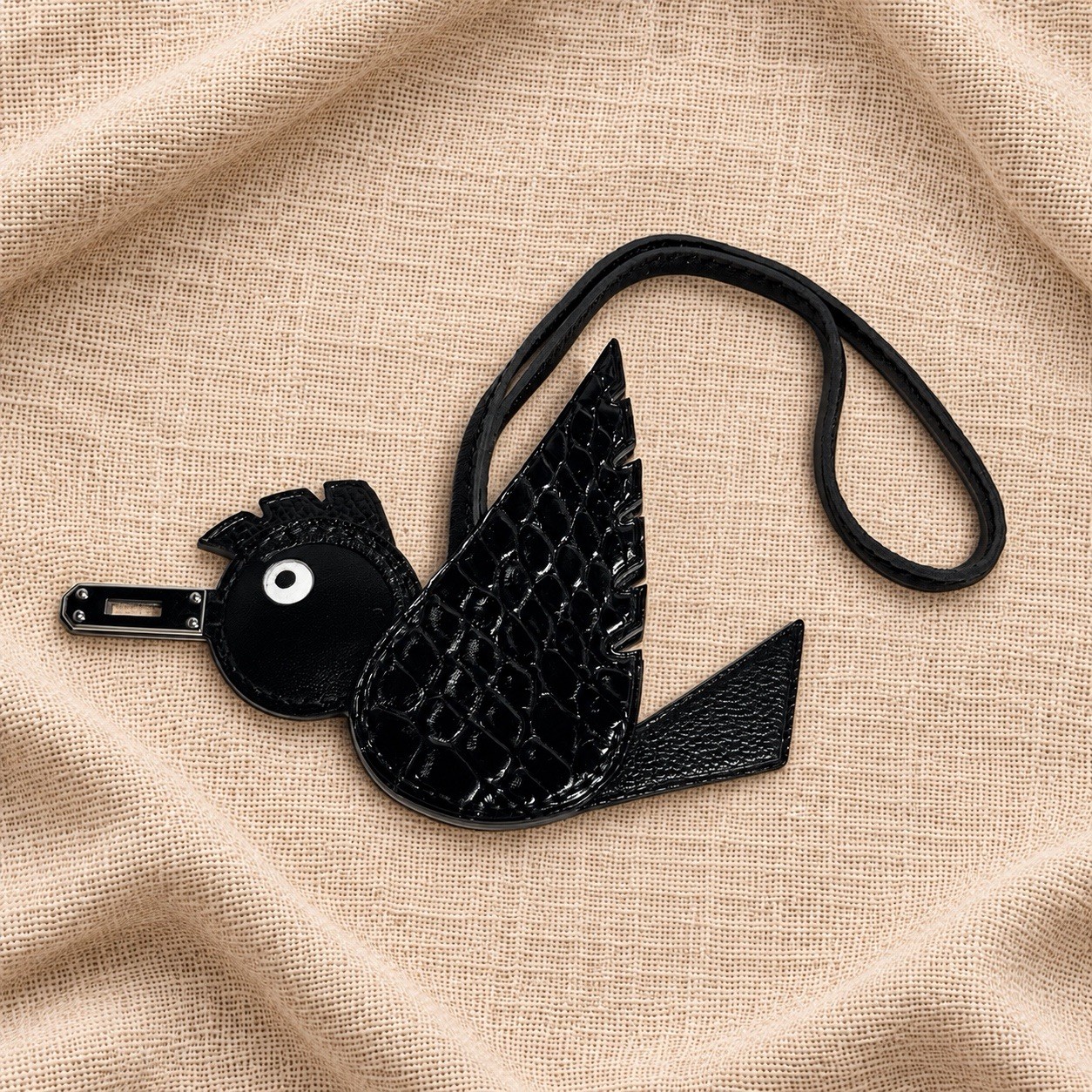 Hermes Birdie Touch Alligator Bag Charm Epsom Calfskin Leather Bag Accessory Lux