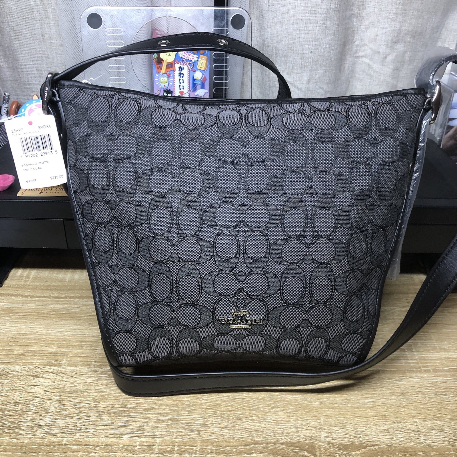 Coach Signature Small Dufflette Signature Jacquard Crossbody Bag Smoke Black New Coach Signature Small Dufflette Signature Jacquard Crossbody Bag Smoke Black New