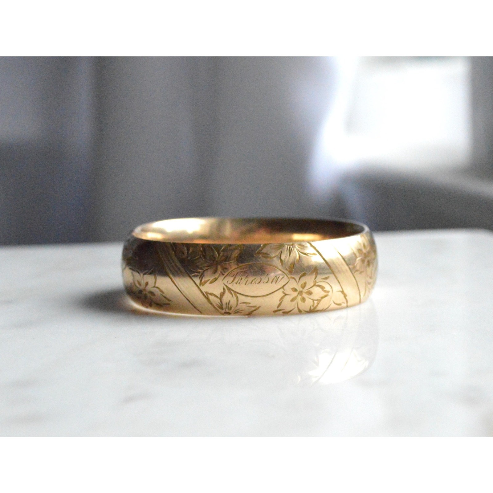 Antique 1913 Edwardian JMF Co Gold Filled Hinged Theressa Bangle Bracelet Hand