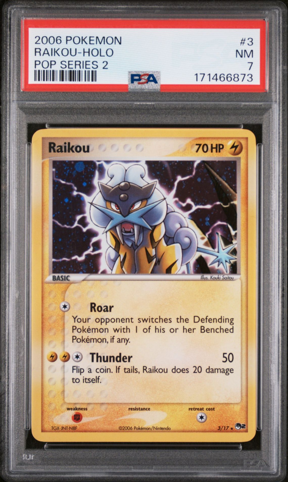 2005 Pokémon POP Series 2 Raikou Holo #3 PSA 7 NM