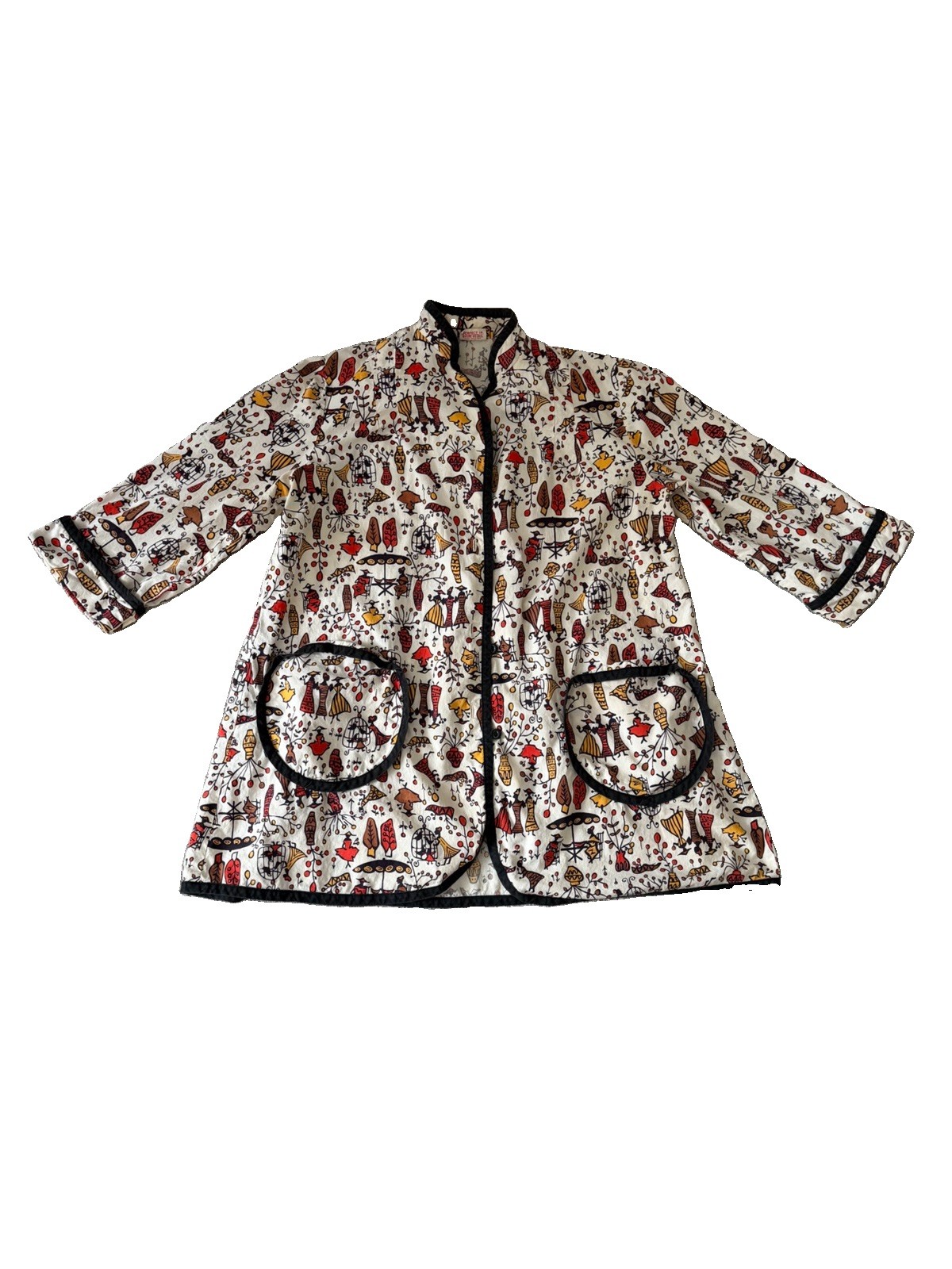 Rare 1940s Vintage Wayne Maid Novelty Print Lightweight Top / Smock Blouse