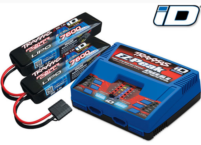 Fits TRAXXAS BATTERY PACKs DUAL ez-peak CHARGER COMBO TRA2972 2x 7600MAH LIPO
