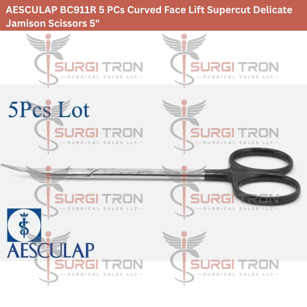 AESCULAP BC911R 5 PCs Curved Face Lift Supercut Delicate Jamison Scissors 5\