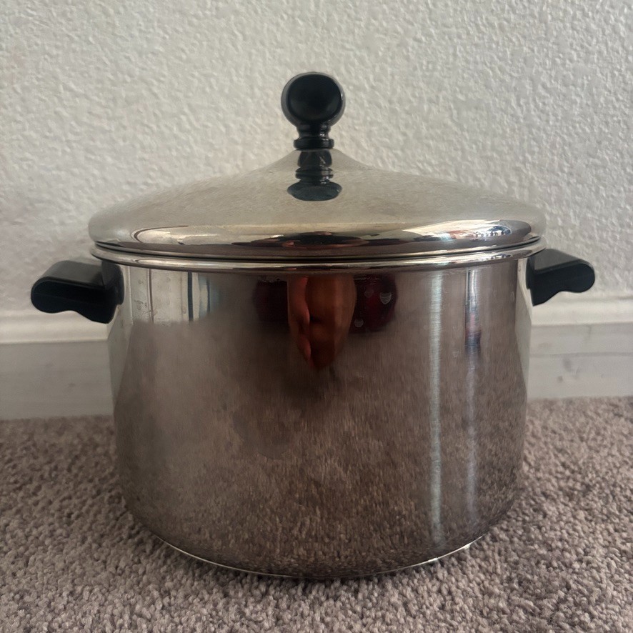 Farberware Stockpot 4QT VTG USA Silver Stainless Steel Aluminum Clad With Lid
