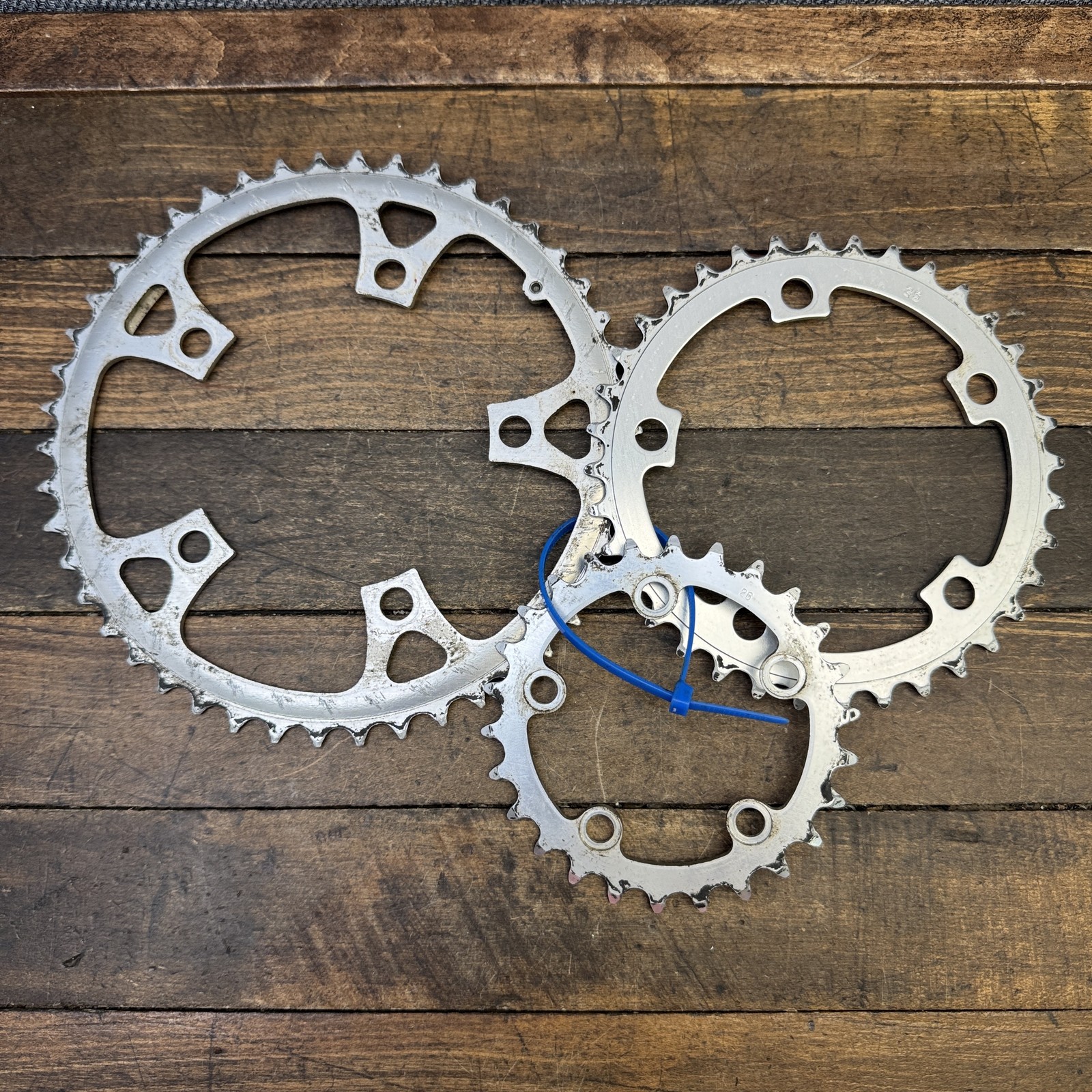 Vintage Shimano Chainring 46/36/26T Set 110/74 BCD SR Silver MTB Narrow
