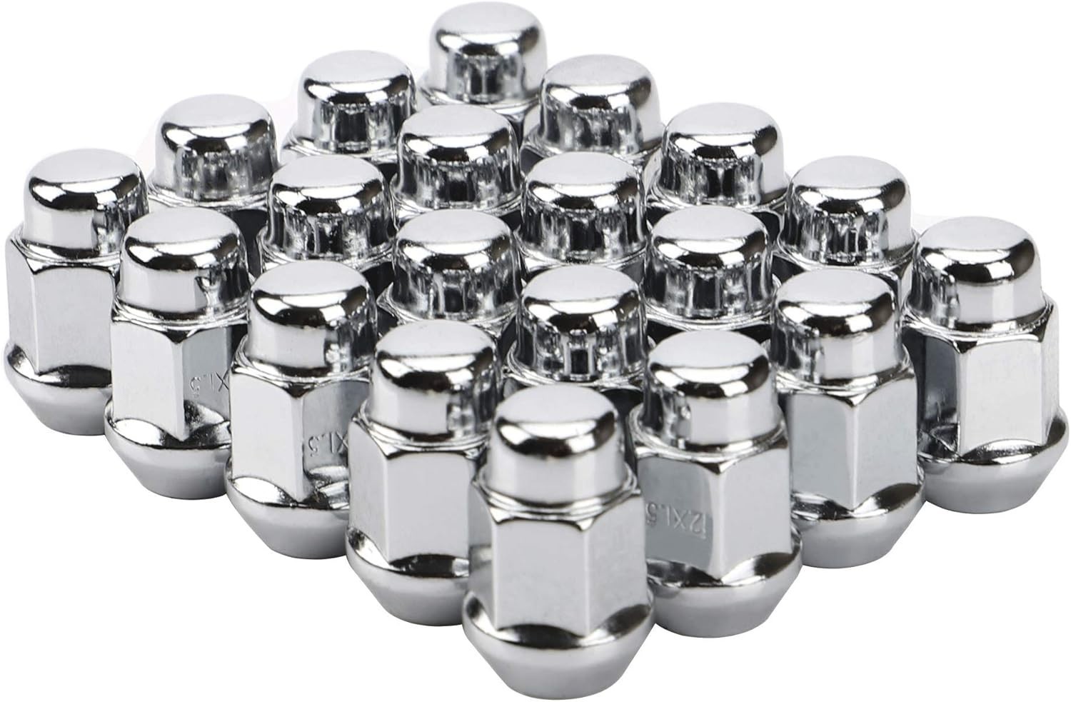 12x1.5 Wheel Lug Nuts, 20PCS Chrome 12mmx1.5 Closed End Bulge Acorn Lug Nut, Con