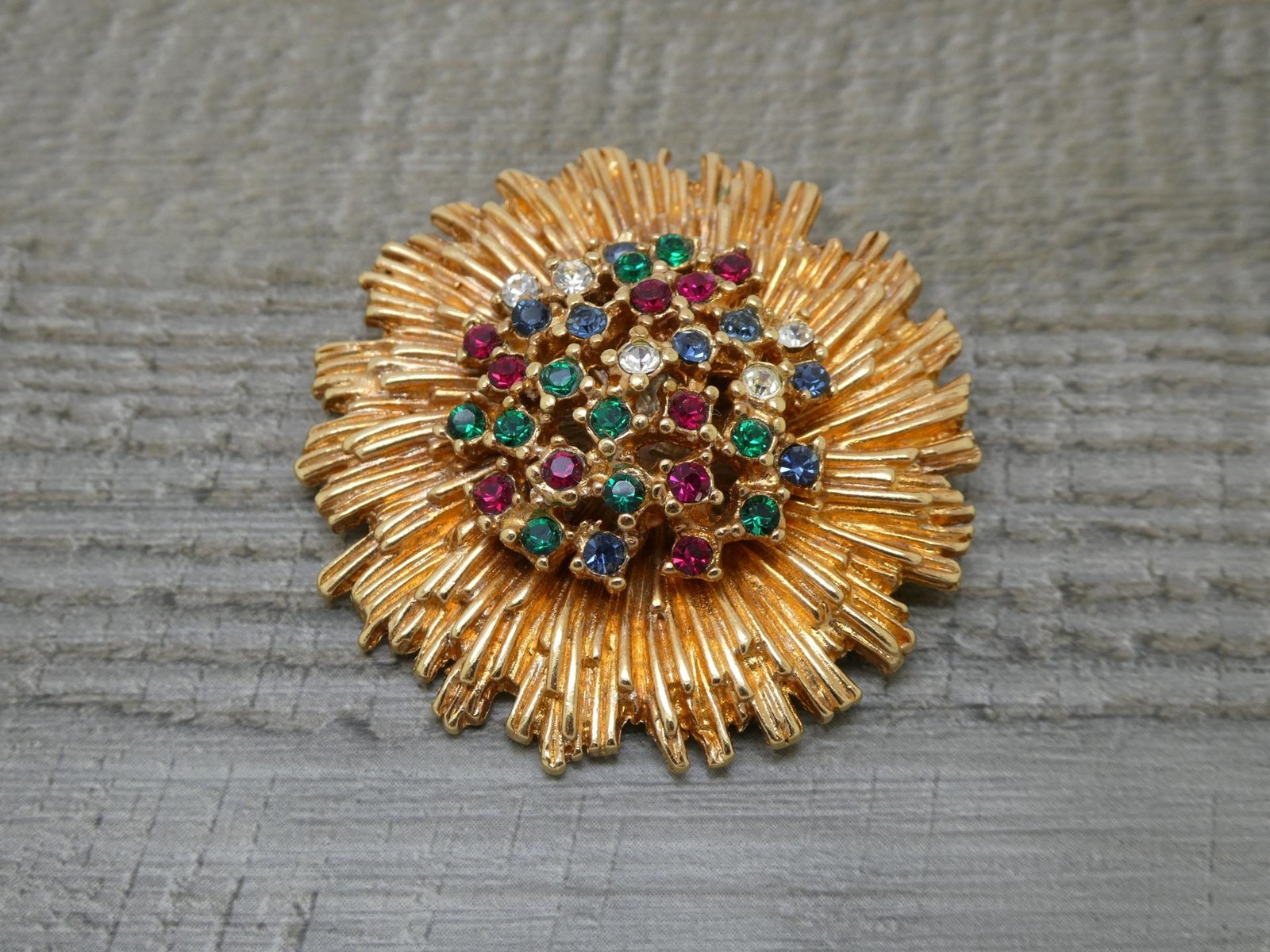 Vintage 1960\'s French Made Carven Multi-Colour Rhinestone Modernist Brooch