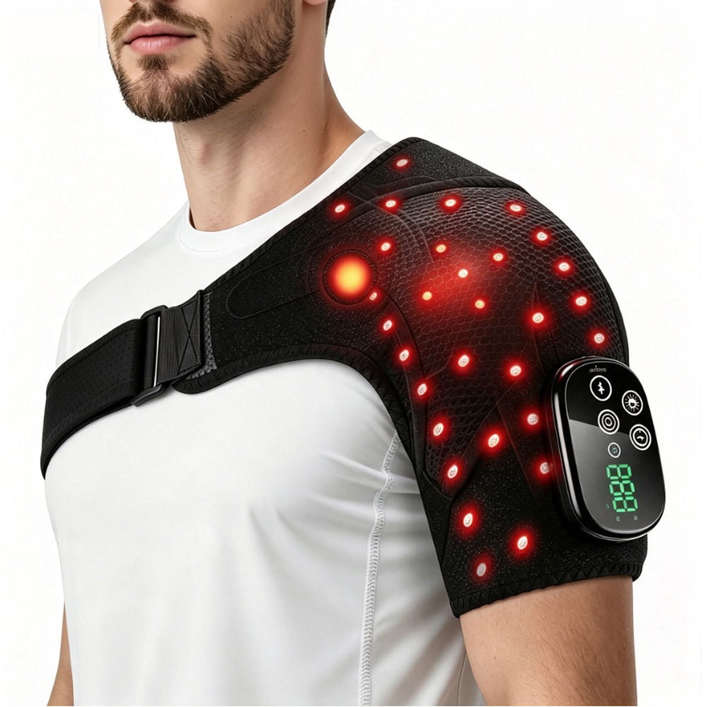 Heated Vibration Shoulder Massager 660nm 850nm Red Light Therapy Pain Relief