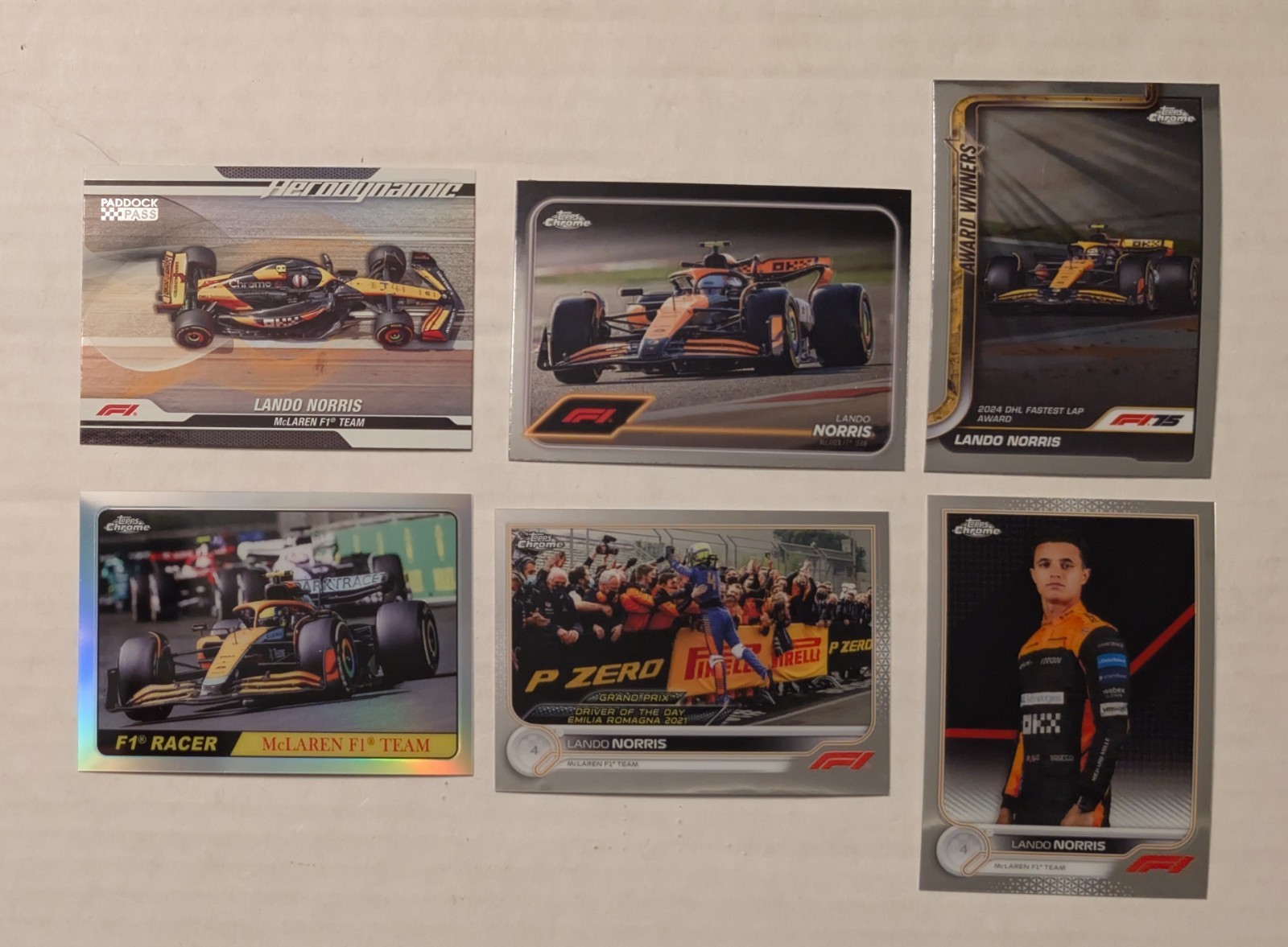 2022/24 Topps Chrome & Paddock Pass F1 Lando Norris 6 Card Lot McLaren 2022/24 Topps Chrome & Paddock Pass F1 Lando Norris 6 Card Lot McLaren