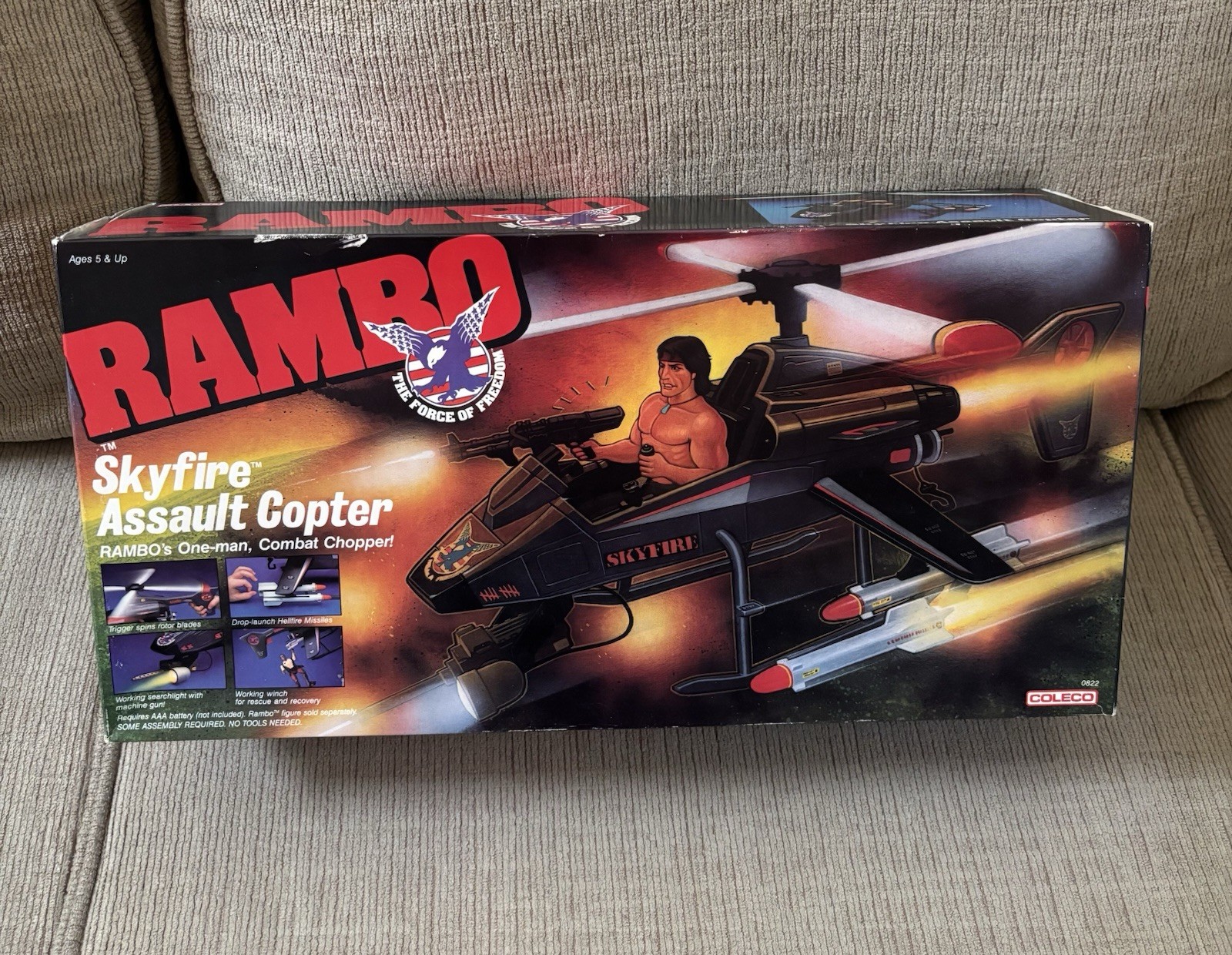 Rambo Skyfire Assault Copter Vehicle New In Box Coleco Vintage 1986 Rare NR $199