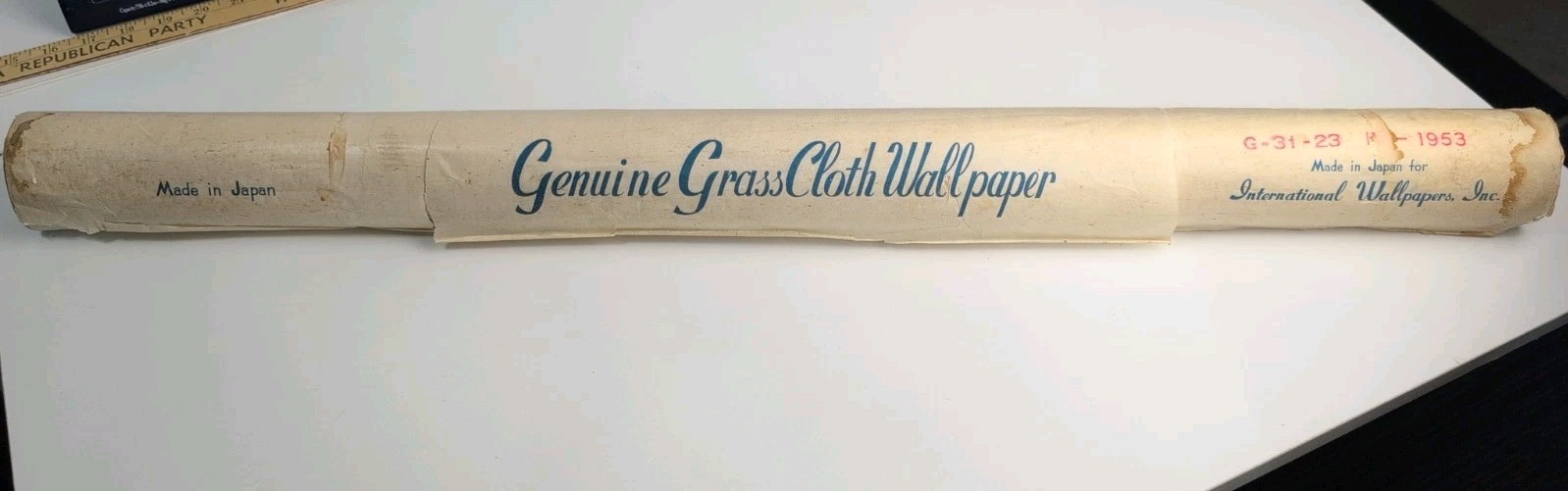 1953 Vintage Japanese Genuine Grasscloth Wallpaper Full Roll 36\
