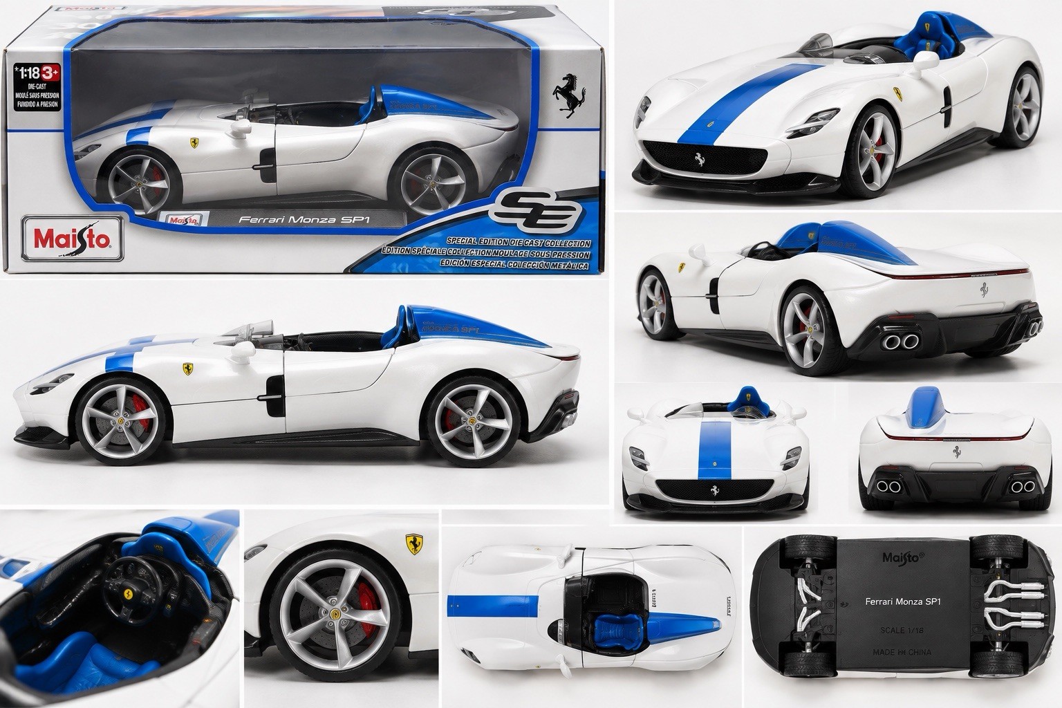 Maisto 1:18 Ferrari Monza SP1 Diecast Car Special Edition NIB White