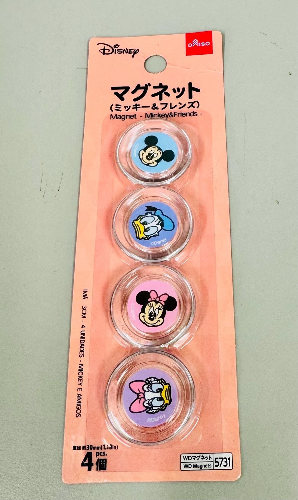 Daiso Disney Mickey & Friends Magnets 30mm 4 Pcs New Daiso Disney Mickey & Friends Magnets 30mm 4 Pcs New