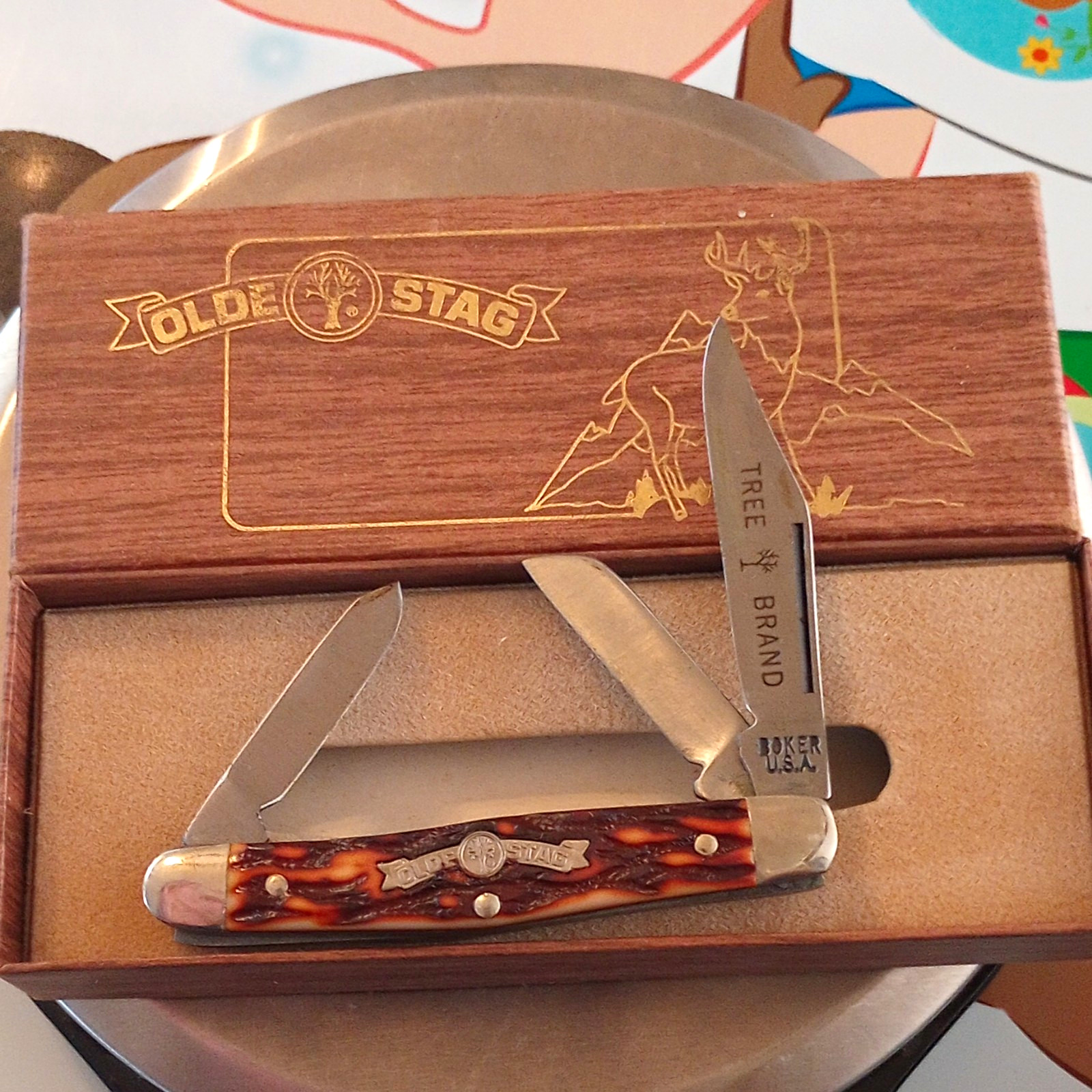 New Vintage Boker Old Stag 70488 Pocket Knife Made In USA