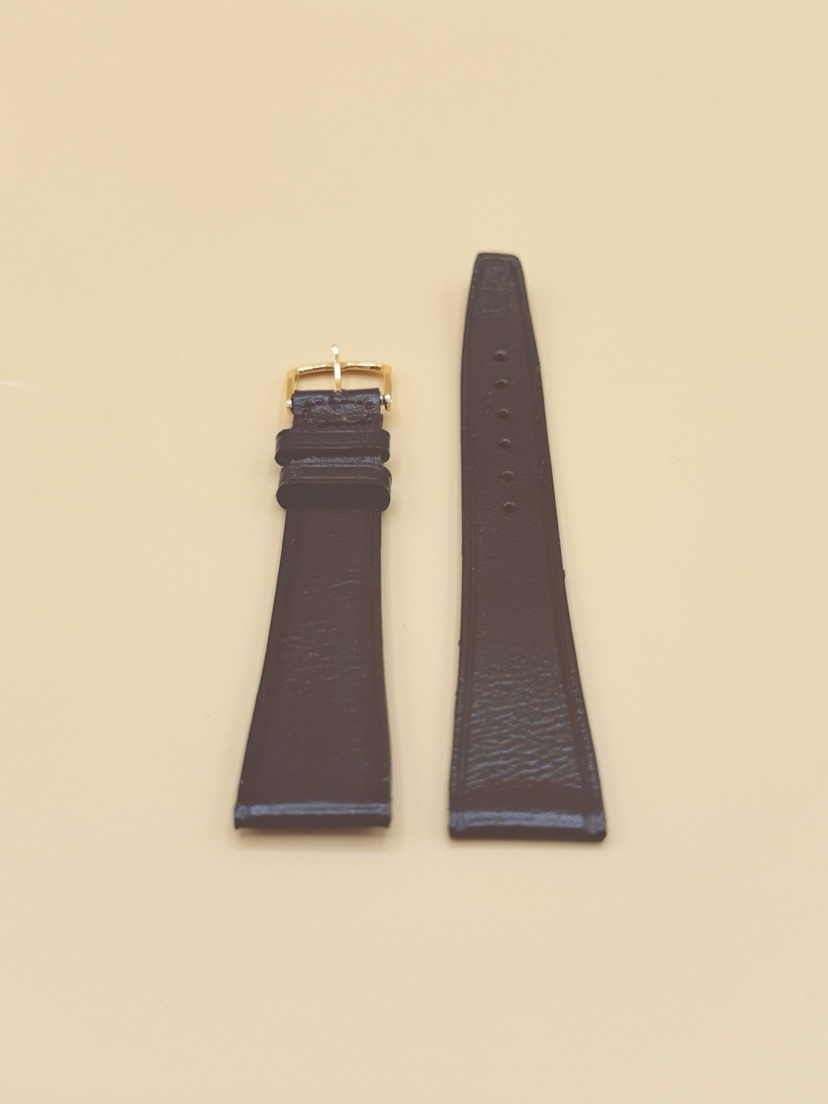 19mm  KREISLER Genuine Lizard Black NOS Vintage Watch Band & Gold-Tone Buckle