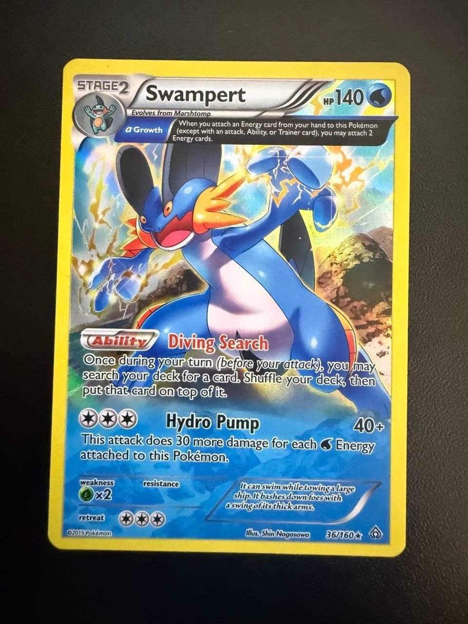 Pokemon TCG Swampert (Alpha) 36/160 XY Primal Clash Holo Rare LP