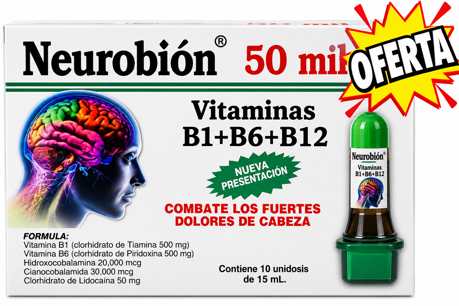 NEUROBION 50 MIL Vitaminas B1 B6 B12 Ampollas Bebibles