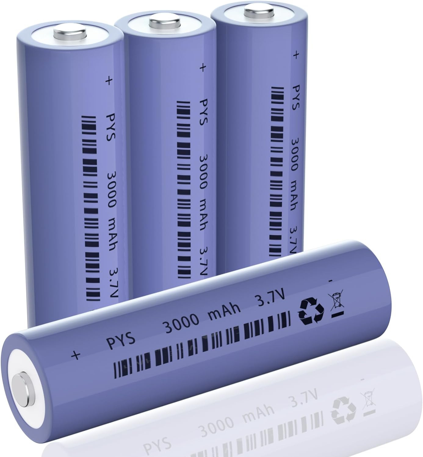 NEW Rechargeable Batteries 3.7V Button Top 3000mAh NiMH Battery Cell USA -4 PacK