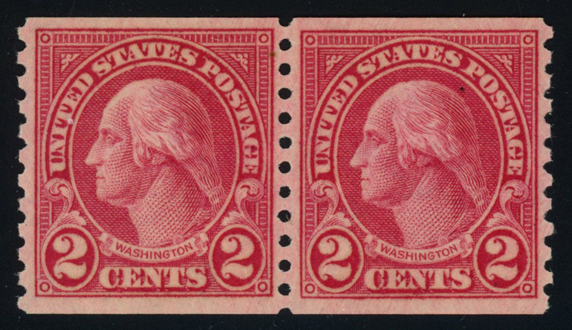 USA Scott# 599A Ty II, Mint NH, Coil Pair, PSE Cert VF-XF 85 SMQ $525 (57591)