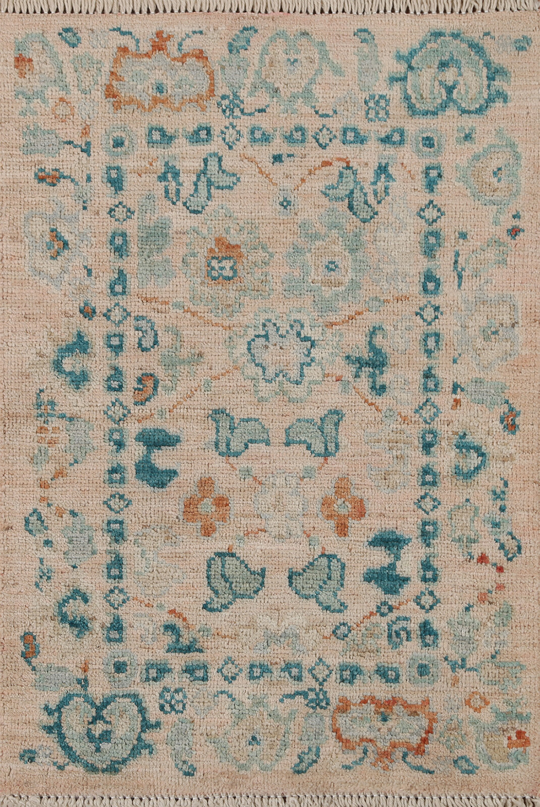 Floral Oushak Vegetable Dye Accent Rug 2x3 Turkish Handmade Oriental Rug