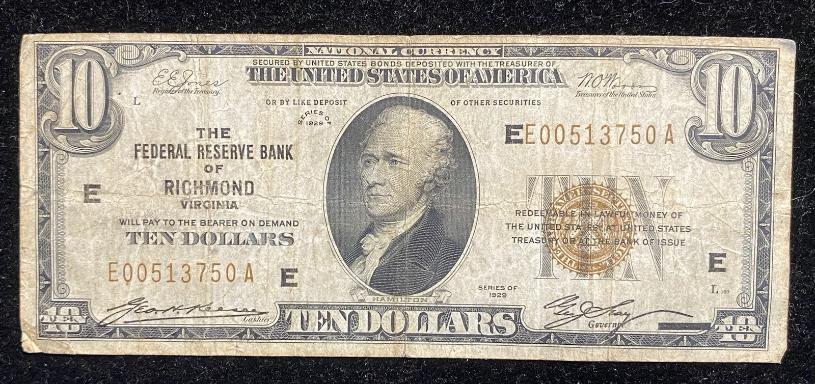 1929 $10 Richmond Federal Reserve Note 1929 $10 Richmond Federal Reserve Note