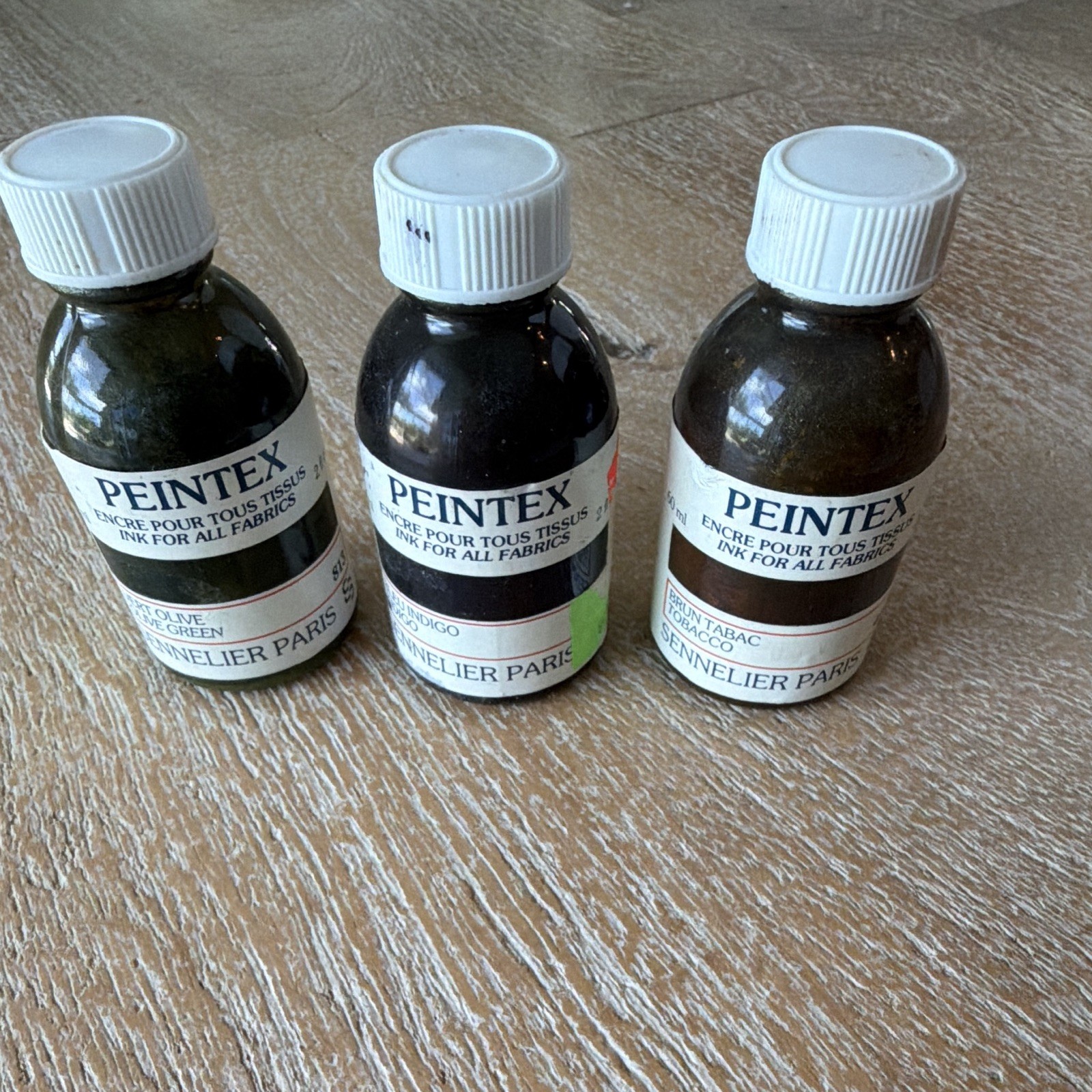 Sennelier Peintex Fabric Ink 3-Bottle Lot 60ml Olive Green Indigo Tobacco